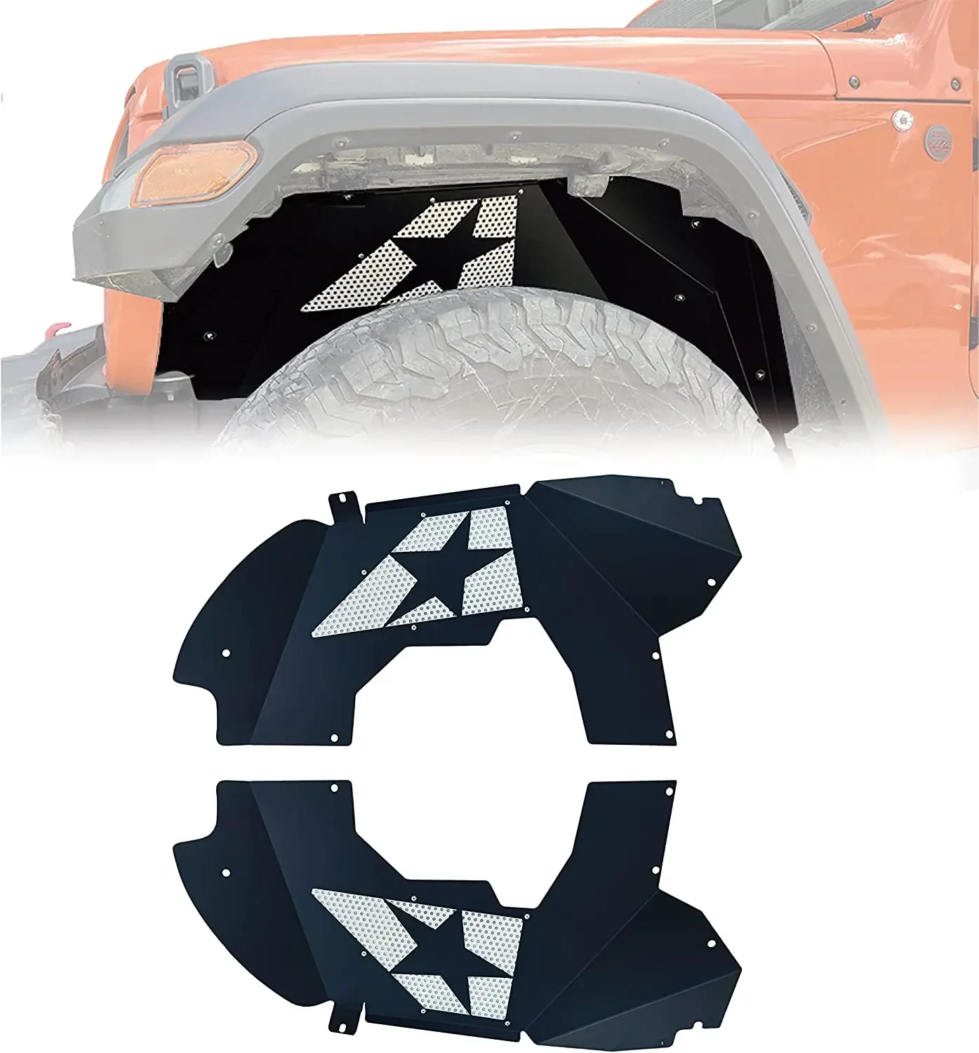 

Steel Front Inner Fenders Liner with DIY Trim Plate for Jeep Wrangler JL 4 Doors 2019-2022 Wheel Well Liner