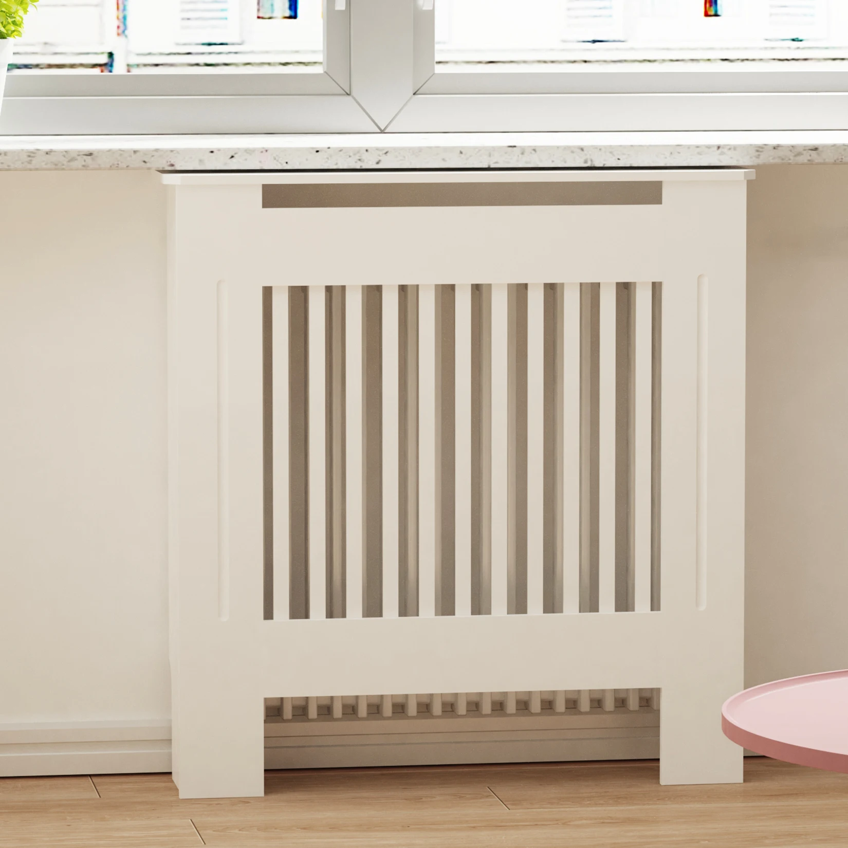 High Radiator Cover Modern Slatted Vertical Radiator Cover MDF Cabinet High Radiators Shelf for Bedroom Living Room Radiators