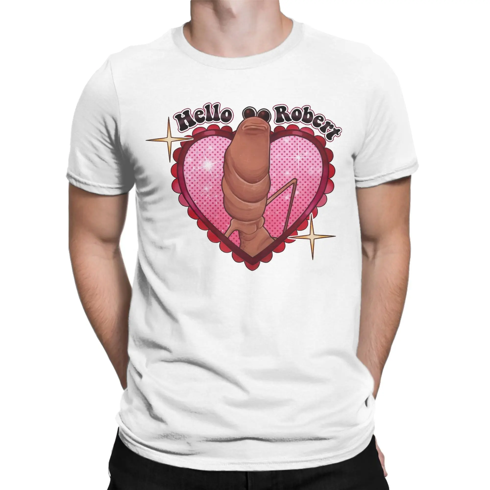 Men Marcus The Worm Hello Robert T Shirt  Pure Cotton Tops Funny Short Sleeve Crew Neck Tee Shirt New Arrival T-Shirt