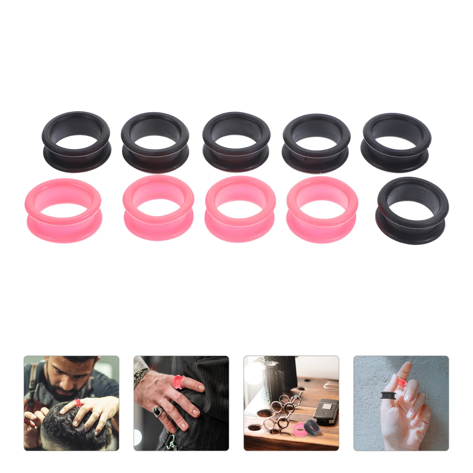 10 Pcs Scissors Silicone Ring Pet Shear Finger Protector Matte Hair Hairdressing Accessory