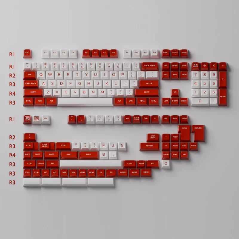 Imagem -06 - Jtk-classic Red Abs Custom Keycap Conjunto para Teclado Mecânico Branco Vermelho Alto Brilho Perfil Hsa Gaming Keycap 175 Chaves