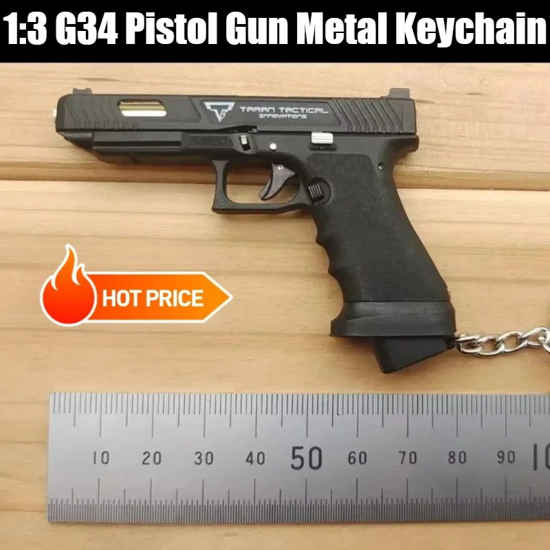 New 1:3 GLK G17 G34 TTI Taran Tactical Alloy Empire PUBG Pistol Keychain Gun Shell Ejection Free Assembly Figurines & Miniatures