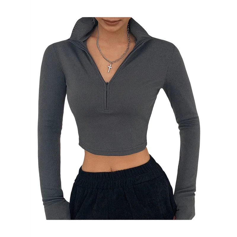 ASDS-Damen-Langarmhemden, Business-Casual-Oberteile, Kragen, V-Ausschnitt, gerippter Strickpullover, schmale Passform, Blusen, Y2k-Kleidung