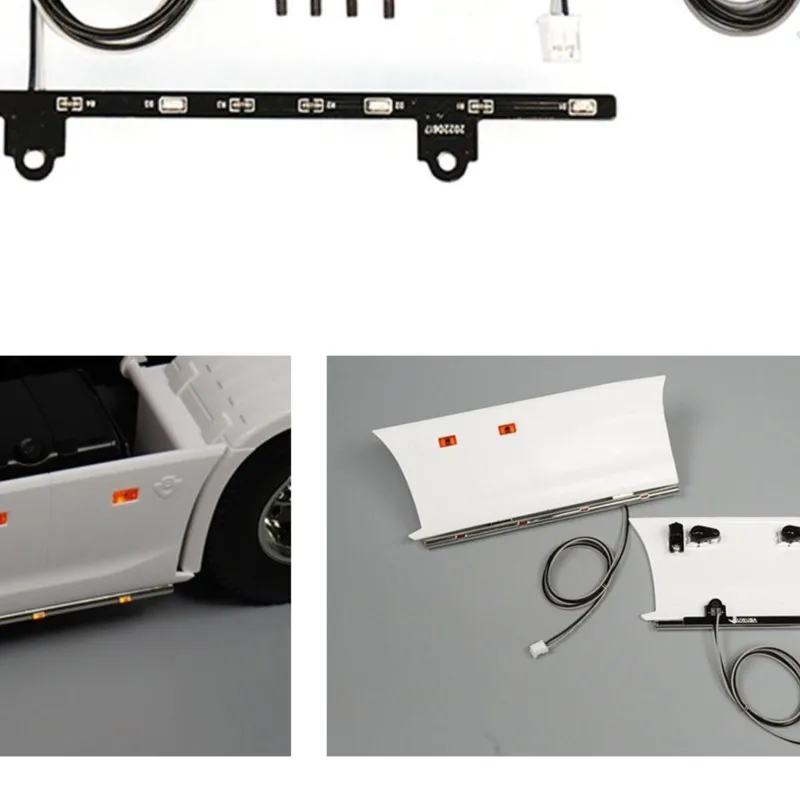 

RC Part 3-7V LED Plastic Side Skirt Light Bar Warning Lamp Bead for 1/14 DIY Remote Control Tractor Truck 770S 6×4 56368 Model