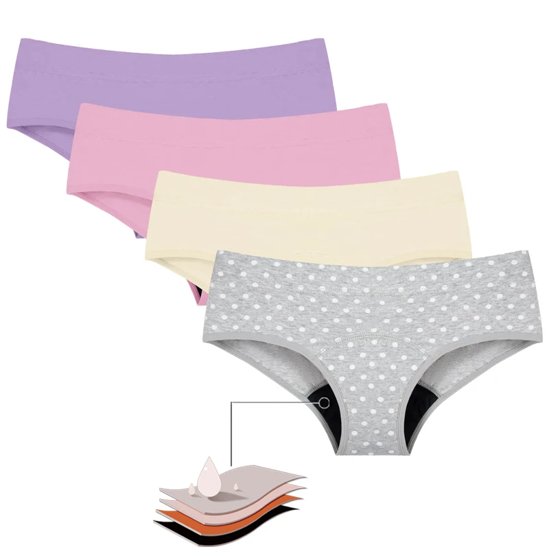 Four-Layer Leak Proof Menstruation Panties Asorbent Undie Soft Stretchy Full Coverage Underwear Sensitive Skin Postpartum