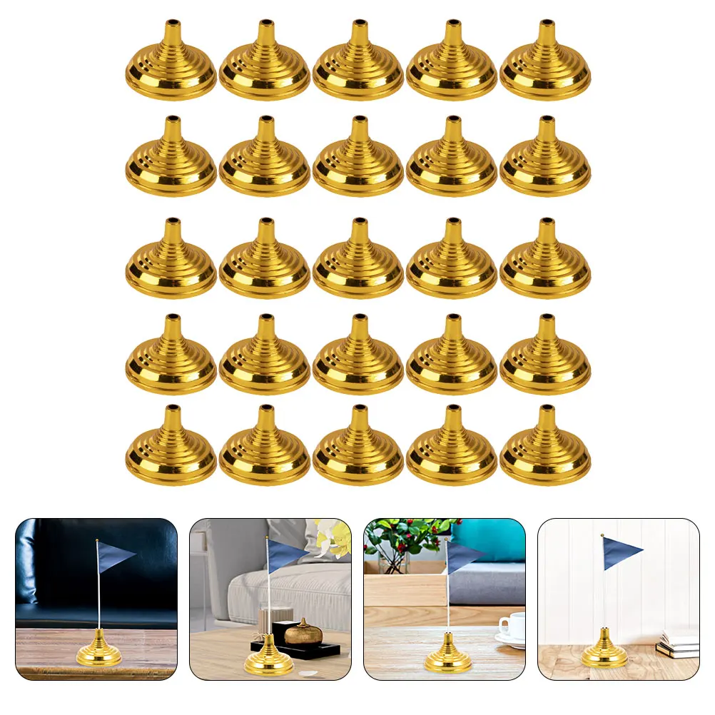 

30pcs Durable Plastic Pole Bases Round Stable Desktop Flag Holders Office Celebration National Day Decor Universal Meeting