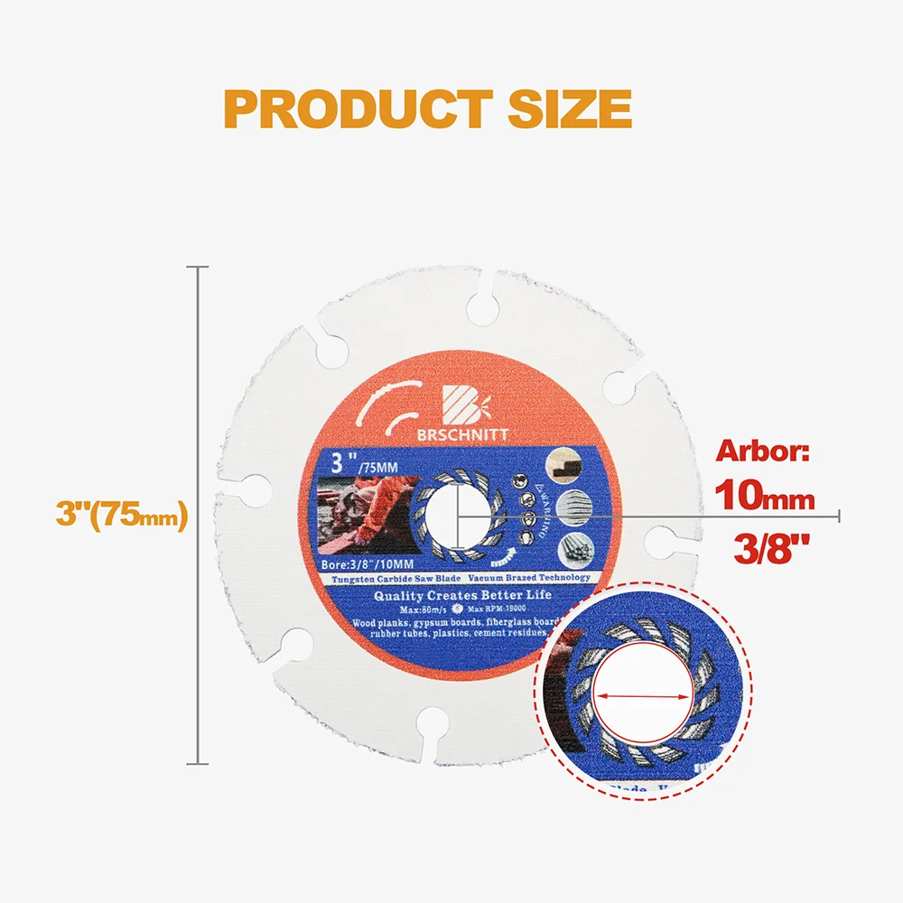 Imagem -02 - Brschnitt Discos de Corte de Carboneto Especializados Profissionais para Madeira com Diâmetro de 75 mm Moedor de Ângulo Pequeno Lâmina de Serra de Corte de Madeira Peça de Polegadas
