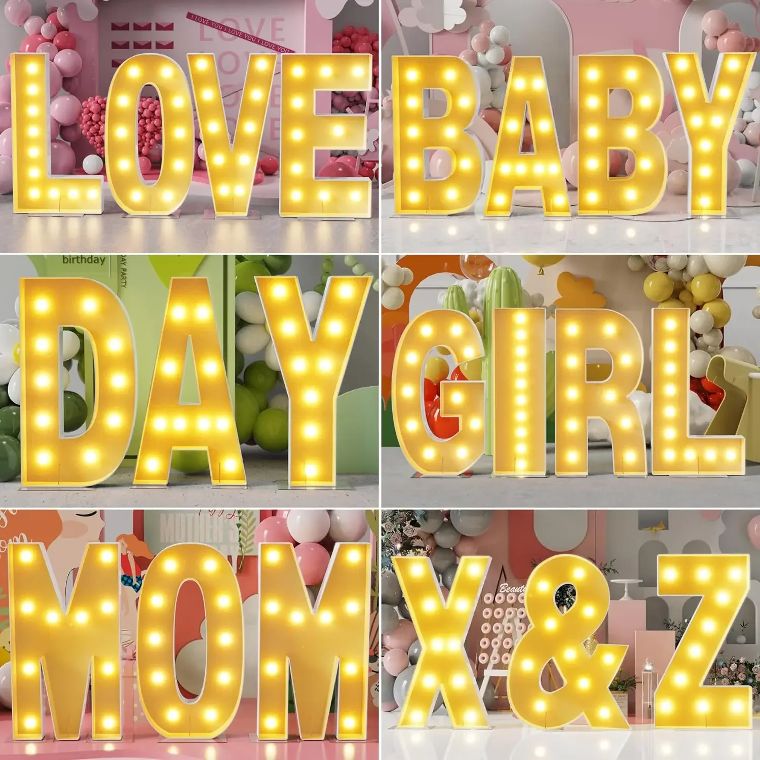 DIY 4FT Marquee Light Up Letters Mosaic Large Letters First Birthday Party Wedding Baby Shower Big Foam Board Xmas Anniversary