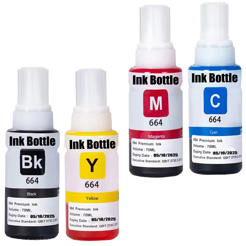 Botella de tinta 664 T664 6641 para impresora Epson L100 L110 L210 L120 L220 L310 L355 L362 L366 L365 L380 L486 L800 L805 L810
