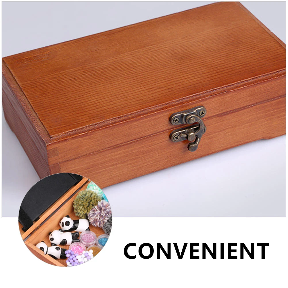

1Pcs Premium Wood Stationery Storage Box Strong Pine Material Anti-Loss Lid Ideal for Pens Pencils Brushes Small Items