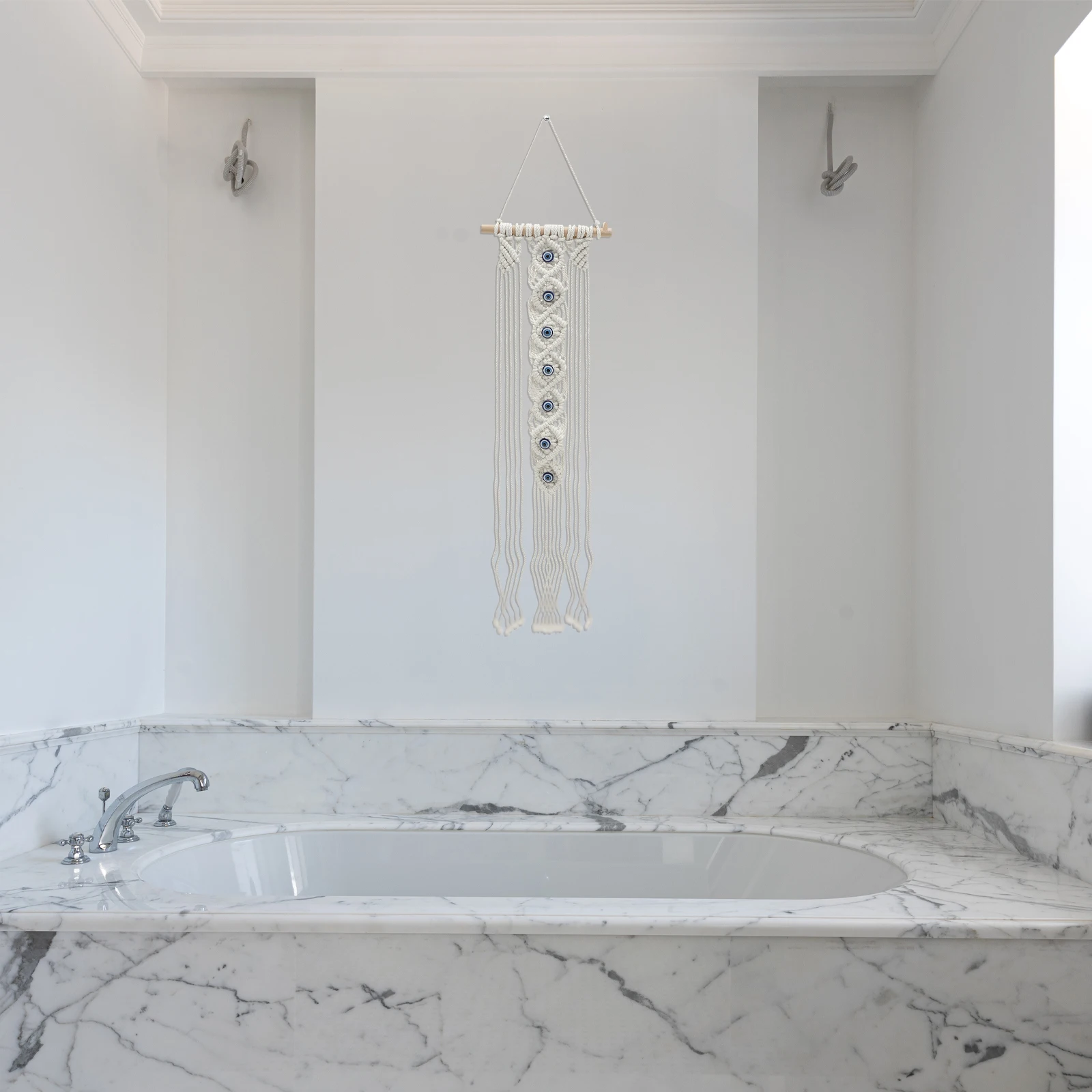 

Macrame Tapestry Evil Eye Pattern Woven Tassel Wall Hanging Decor For Living Room Bedroom Home Garden Cotton Rope Ornament