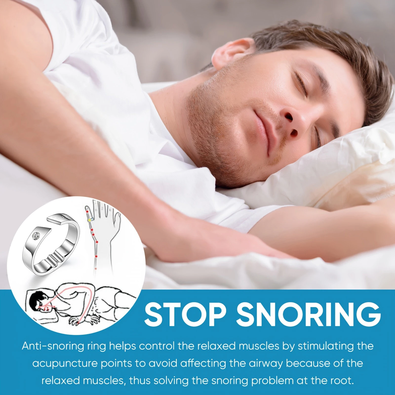 Anti Snore sleep Ring Magnetic Therapy Acupressure Treatment Against Snoring Device Snore stop Stopper Finger Ring Sleeping Aid
