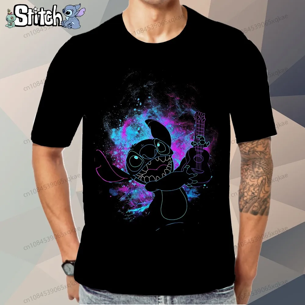 Men's T Shirt 3D Print Disney Stitch 110-6XL 2025 New Kid's Clothes Short Sleeve Tee Y2k Leisure Party Boy Tops Streetwear Man