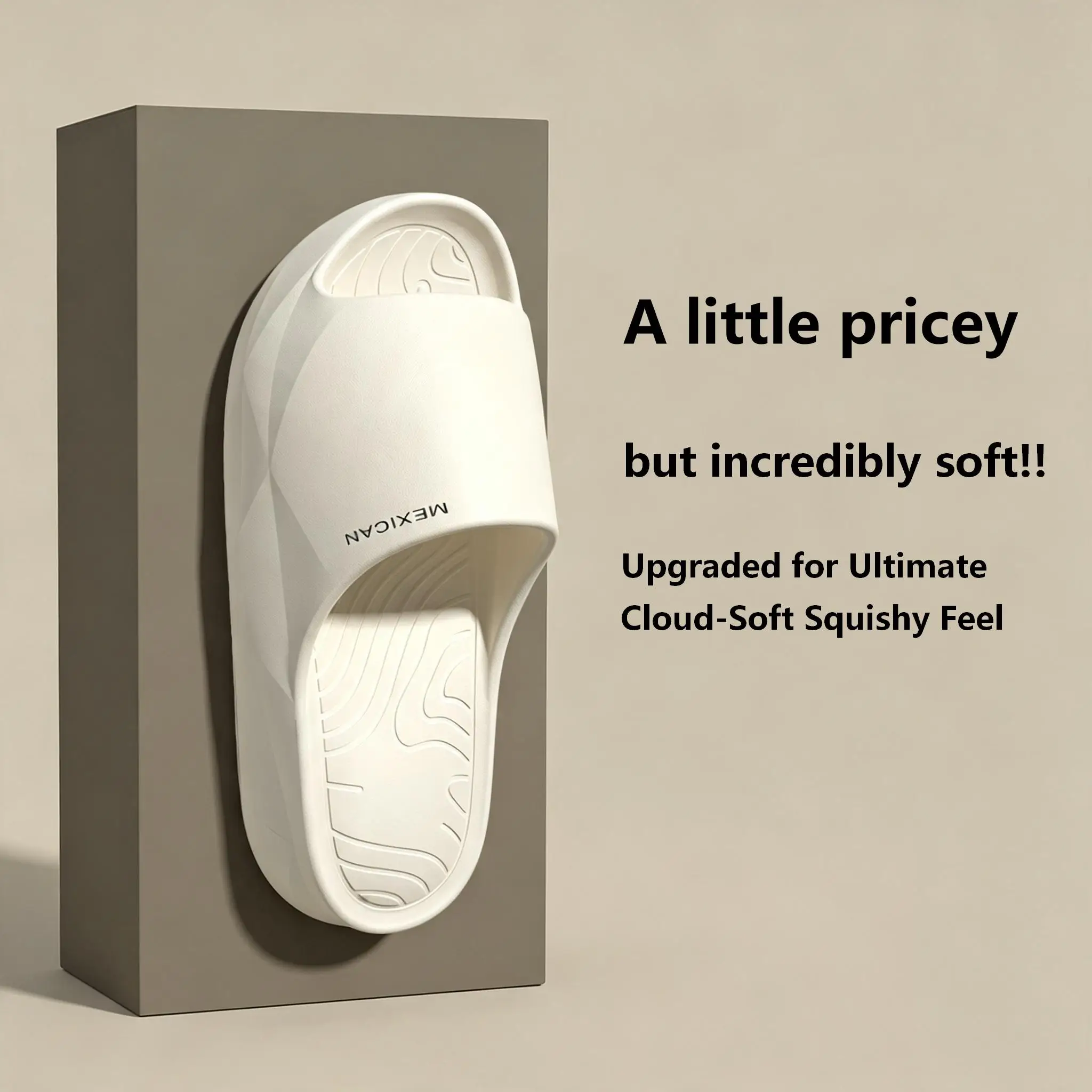 Herren EVA-Slipper in Uni-Farben, geometrische, dicke Plateausohle, weiches Cloud-Feeling, rutschfest, offene Zehenpartie, lässige Slides für drinnen und draußen – Detail 7