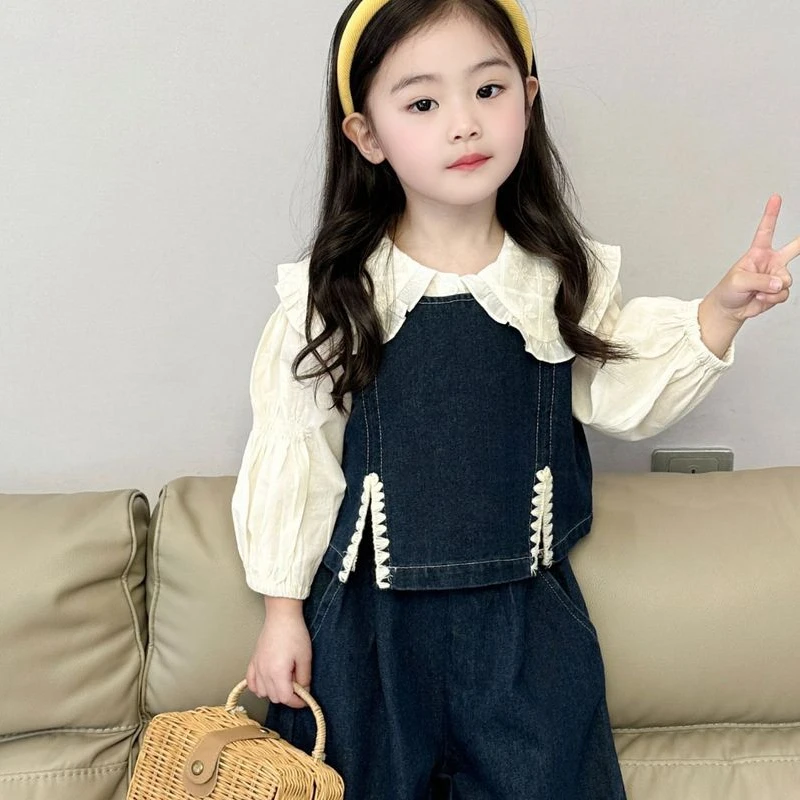 Shirt Jeans Suit Girl 2024 Autumn New Fashionable Set Lapel Little Comfortable Korean Style Tide Clothing