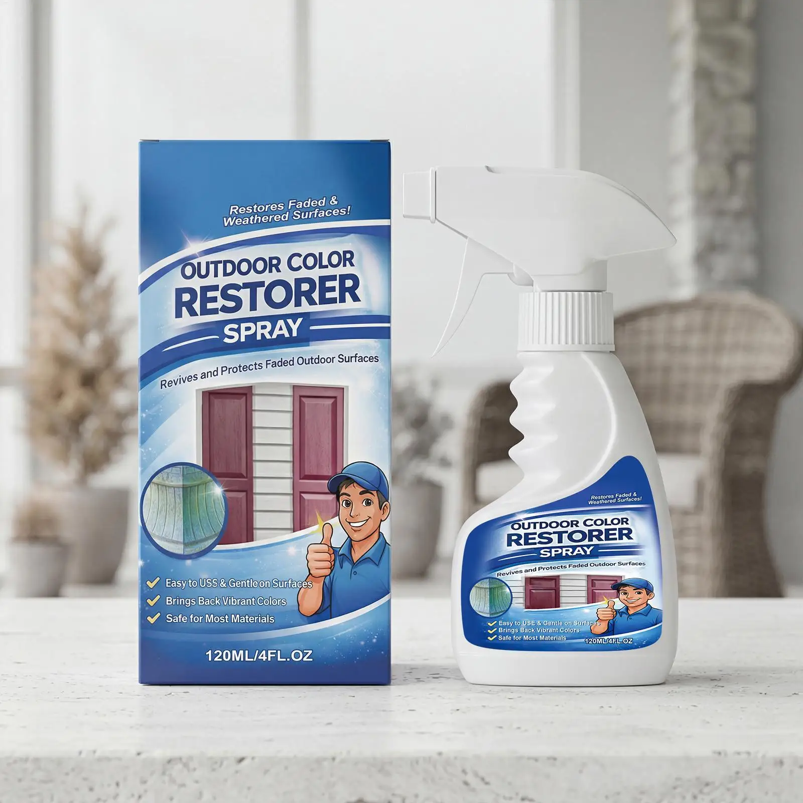 Outdoor Restorer 120ml Universal Furniture Restoration Solution Color Protectant Spray Car Trim Fabric Tent Multisurface Renew