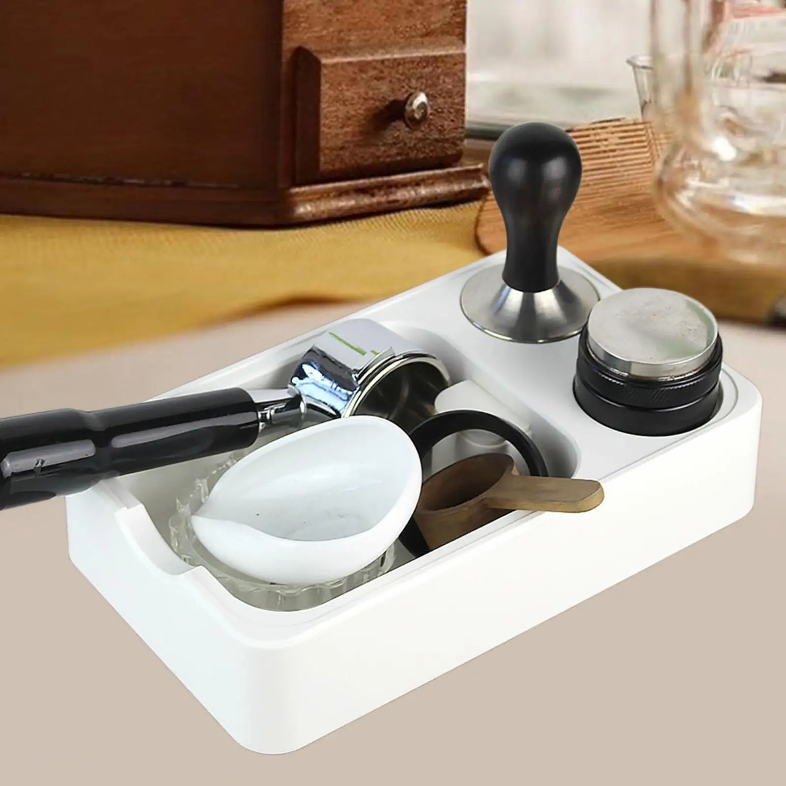 Espresso Knock Box and Tamping Station Espresso Coffee Organizer Box for Bar