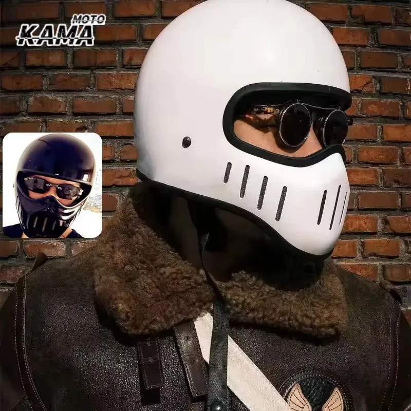 Hochfester Fiberglas-Integralhelm im klassischen Retro-Stil im deutschen Stil, für Harley- und Cruise-Motorschutzhelme