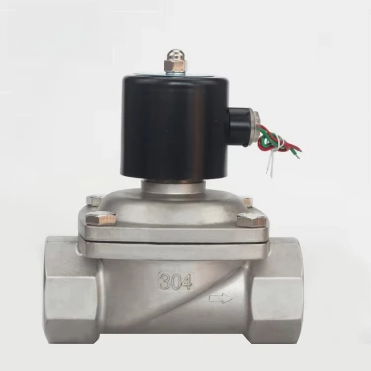 DN50 2 بوصة 2 واط-500-50 عادة مغلقة الفولاذ المقاوم للصدأ ارتفاع ضغط المحرك الكهربائي الصغير المباشر الملف اللولبي صمام