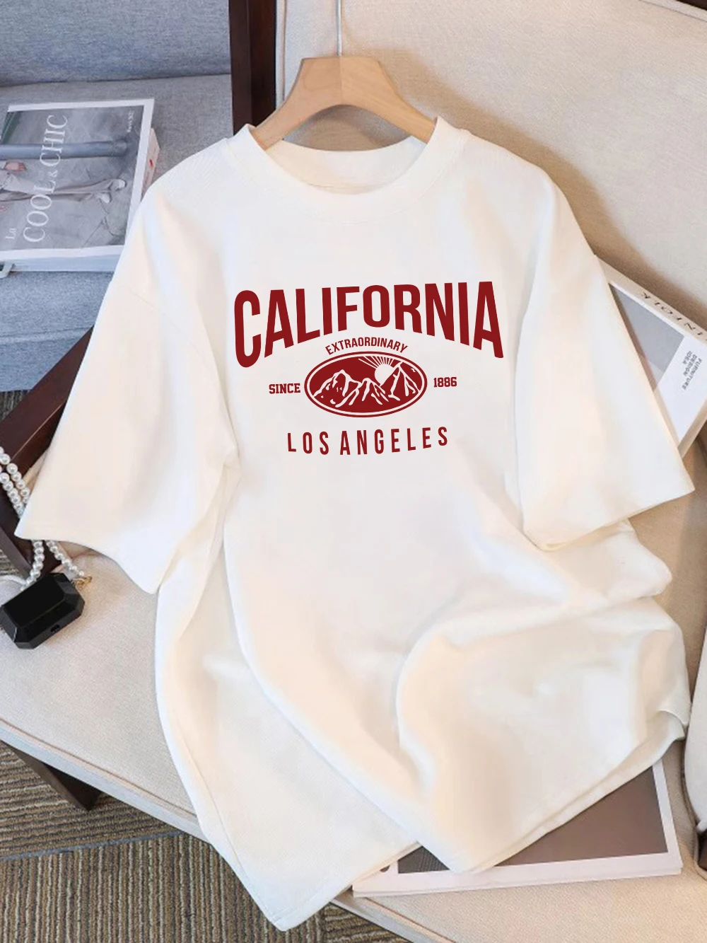 

100% Cotton Womens T-Shirt Summer California Extraordinary Since 1886 Prints Tops Comfortable Soft O-Neck T Shirt Casual Clothes