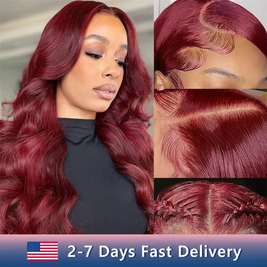 99j Color Lace Frontal Wig Human Hair Body Wave 220 Density Hd Transparent Lace Front Wigs 100 % Human Hair With Baby Hair