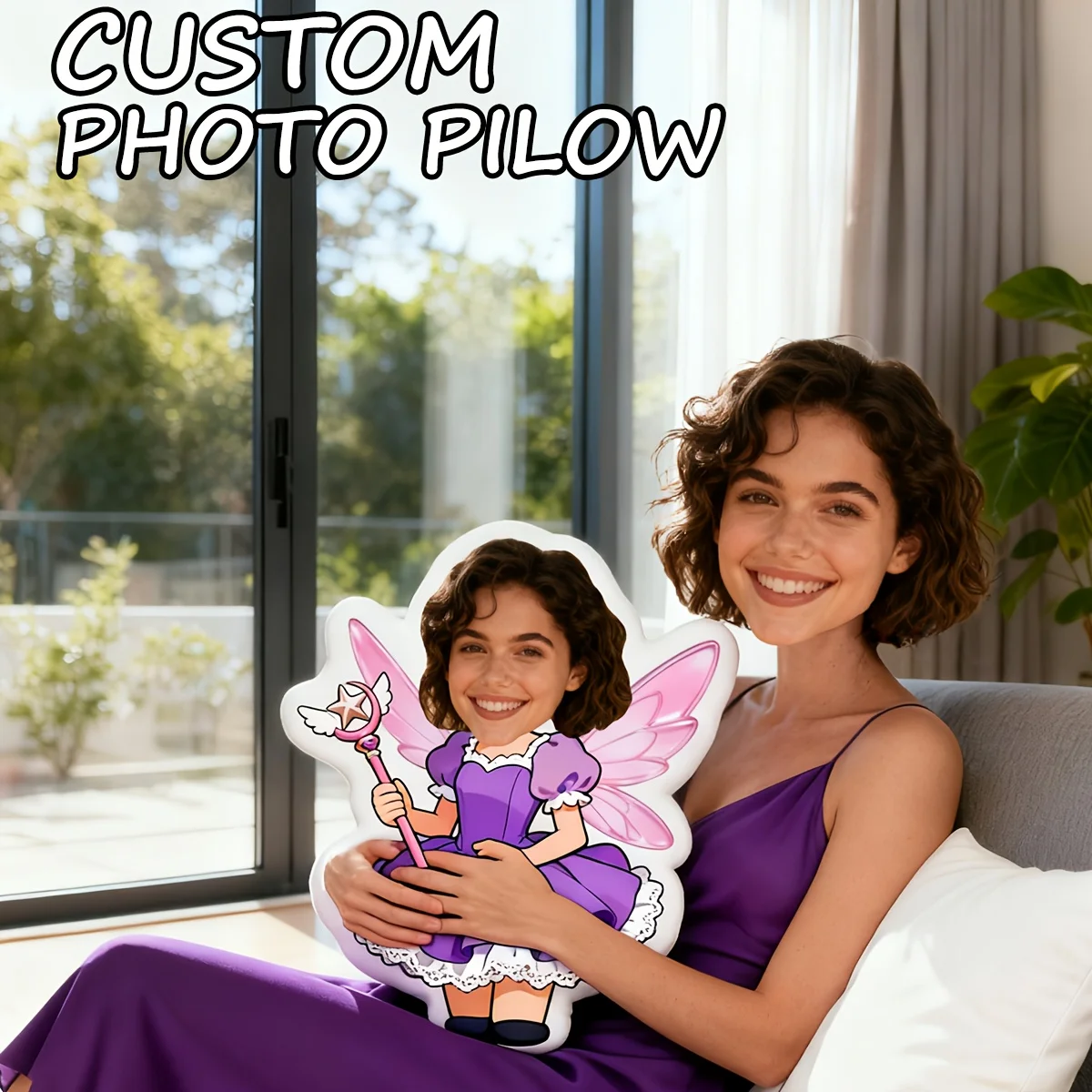 

Customized purple fairy pillow, upload your photos or others can also be customized, which is the best gift for friends, relativ