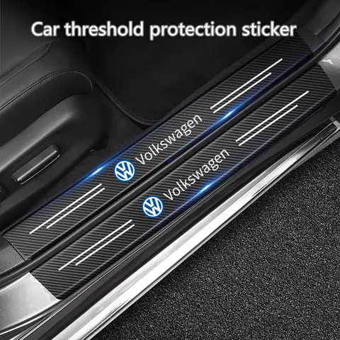 60X7CM Carbon Fiber Car Door Threshold Protective Sticker For Volkswagen VW Golf 6 7 8 Touareg Passat Polo Jetta MK4 B6 GTI