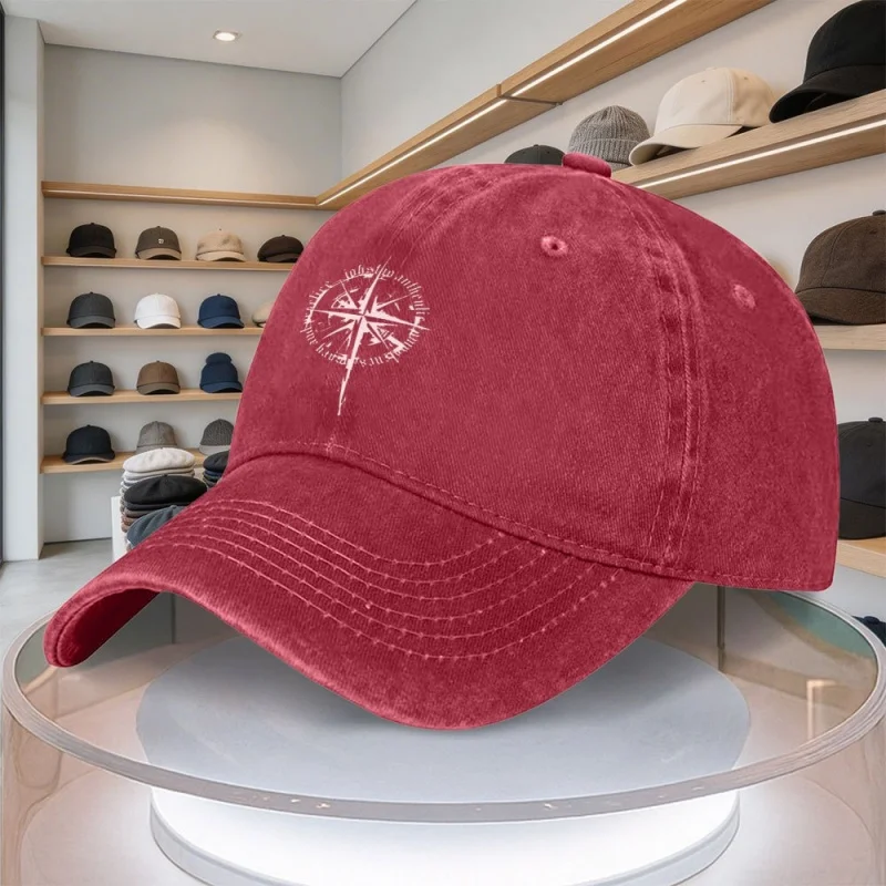 Adjustable Portable Baseball Cap with Compass Design, Unisex Wide-Brim Duckbill Hat for Outdoor & Casual Wear