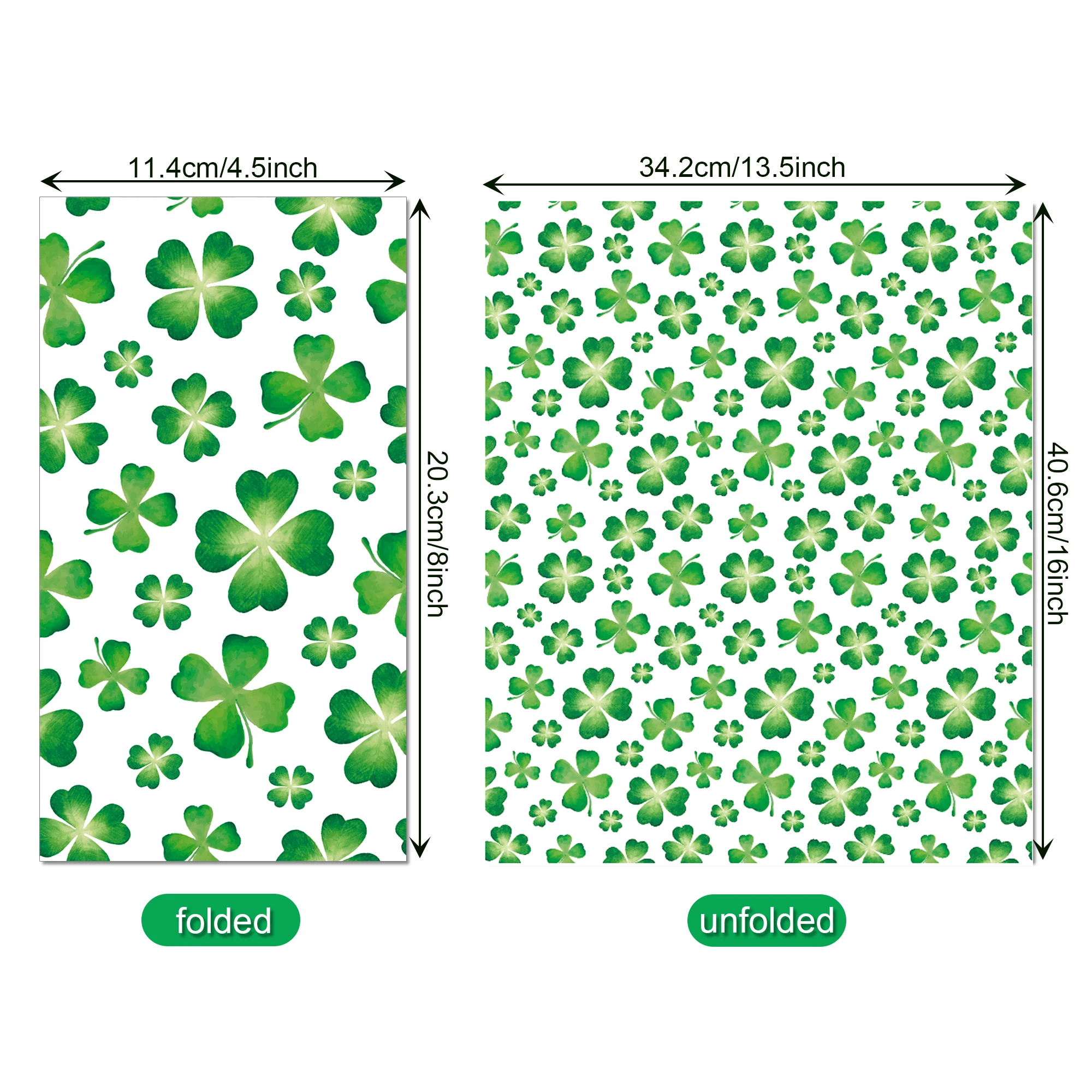 60/100Pcs Disposable Double-Sided Color Printed Paper Napkins St. Patrick's Day Green Four Leaf Clover Shamrock Pattern Napkin I