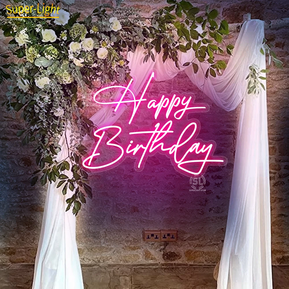 Imagem -03 - Grande Sinal de Neon Led para Festa Wall Decor Presente Personalizado Feliz Aniversário Alta 50cm Largura 70cm x 50cm