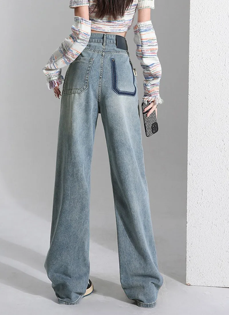 New Luxury Women's Jeans Stylish Retro High Waisted Slim Fitting Narrow Leg Straight Leg Pants