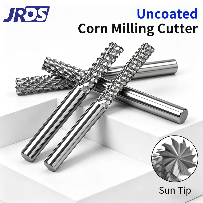 Solid Carbide Corn Milling Cutter Flat Tooth Tungsten Alloy End Mill for Carbon Fiber Composite PCB CNC Engraving Cutting Tool