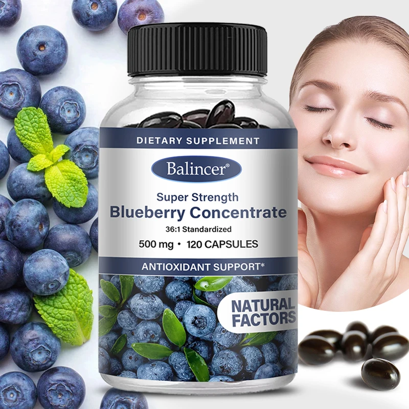 Balincer Blueberry Extract 500 Mg, Antioxidant, Reduces Eye Fatigue, Healthy Vision and Dryness, Supports Skin Health