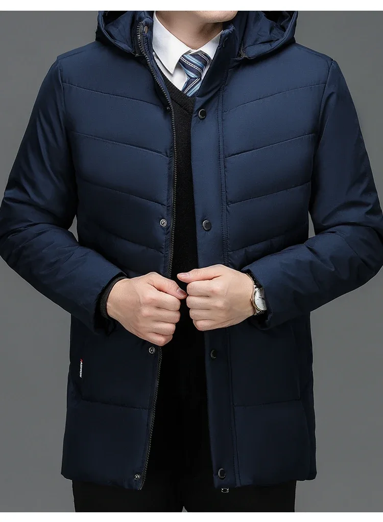 Fathers' Clothing Casual Men's Overcoat Parka Men Coats 2026 Winter Jacket Men Thicken Hooded Waterproof Outwear Warm Coat