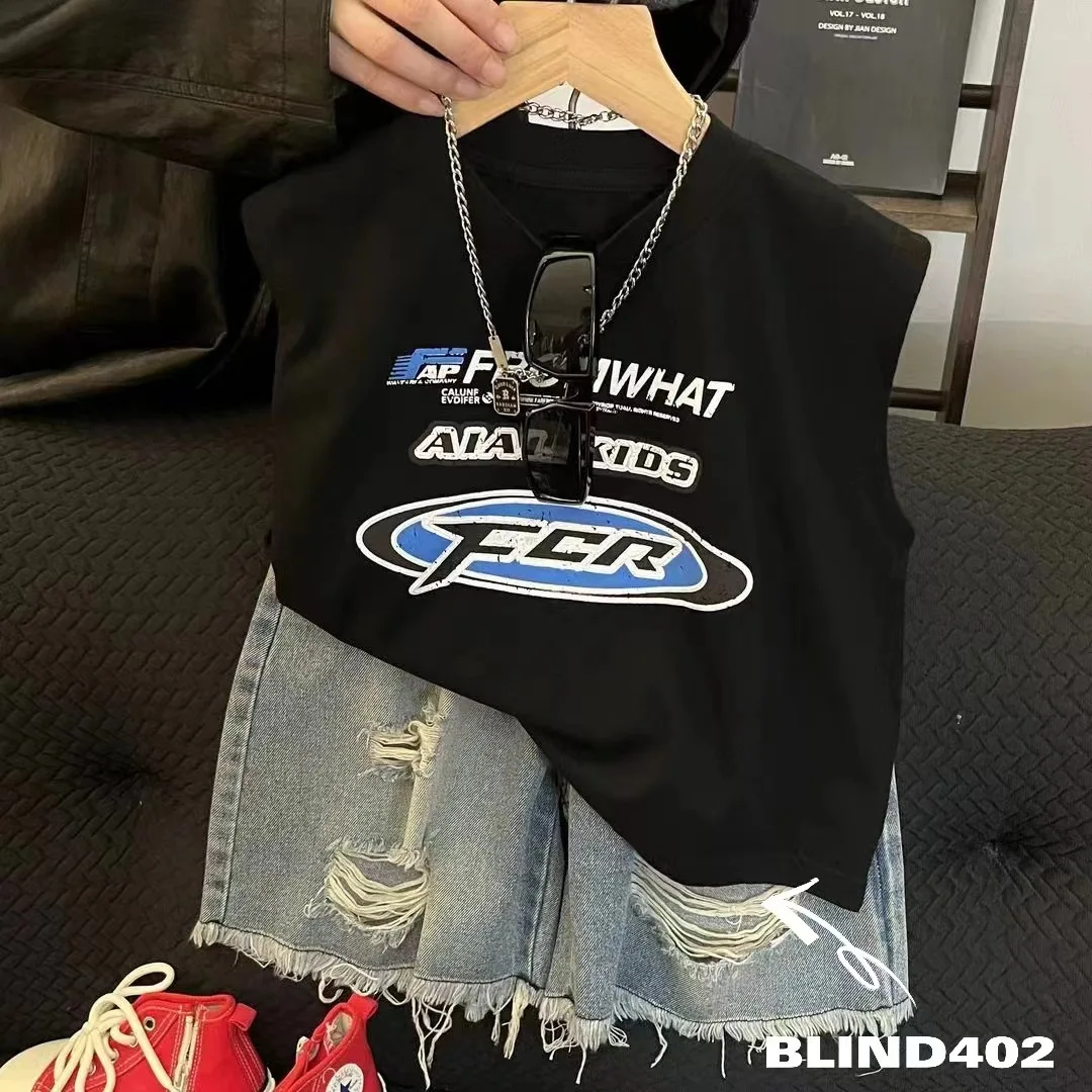 

Комплект летней одежды для маленьких мальчиков, детские футболки без рукавов + джинсовые шорты, костюм из 2 предметов, уличный костюм для мальчиков, детская одежда для детей 2-8 лет