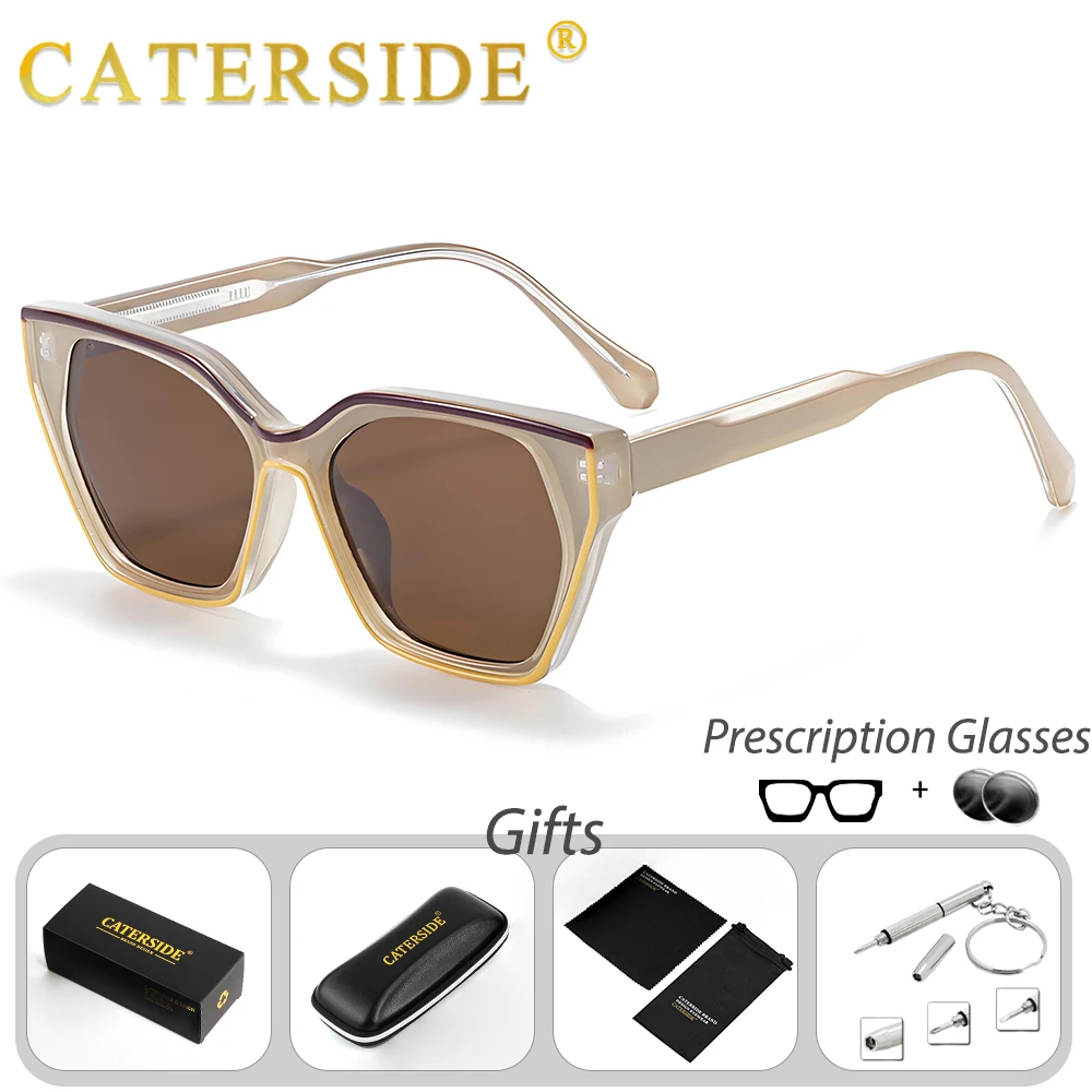 CATERSIDE Neue Damen-Sonnenbrille mit Katzenaugen-Design und quadratischem, dickem Rahmen, verschreibungspflichtige Sonnenbrille für Herren, Myopie- und Hyperopie-Brille – Detail 4