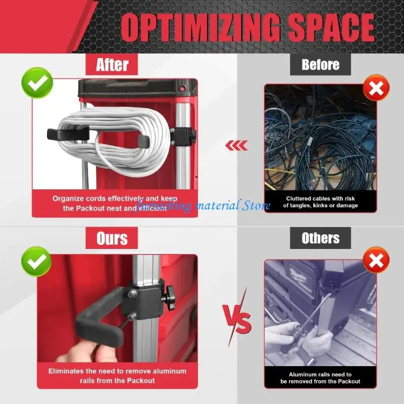 Y5GD Space Saving Equipment Extension Draht Drahtveranstalter Nordinhaber Firma an Aluminiumschienen für Packouts -Systeme