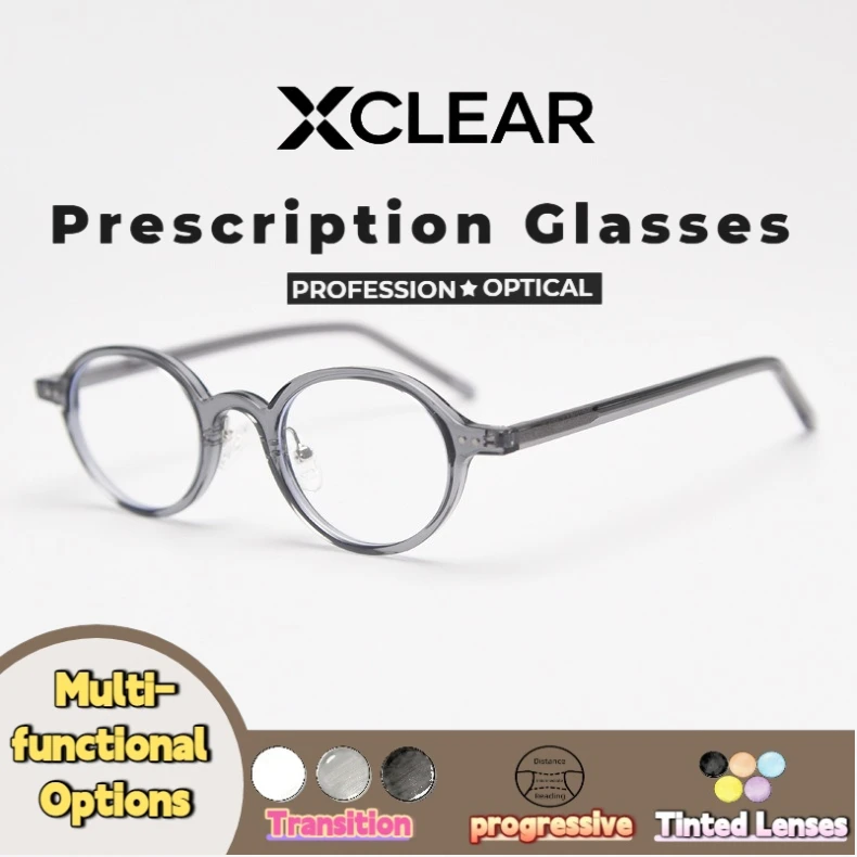 Xclear  Simple Oval Frame Myopia Prescription Glasses Currents High Quality Anti Blue Light Progressive Optical Eyeware