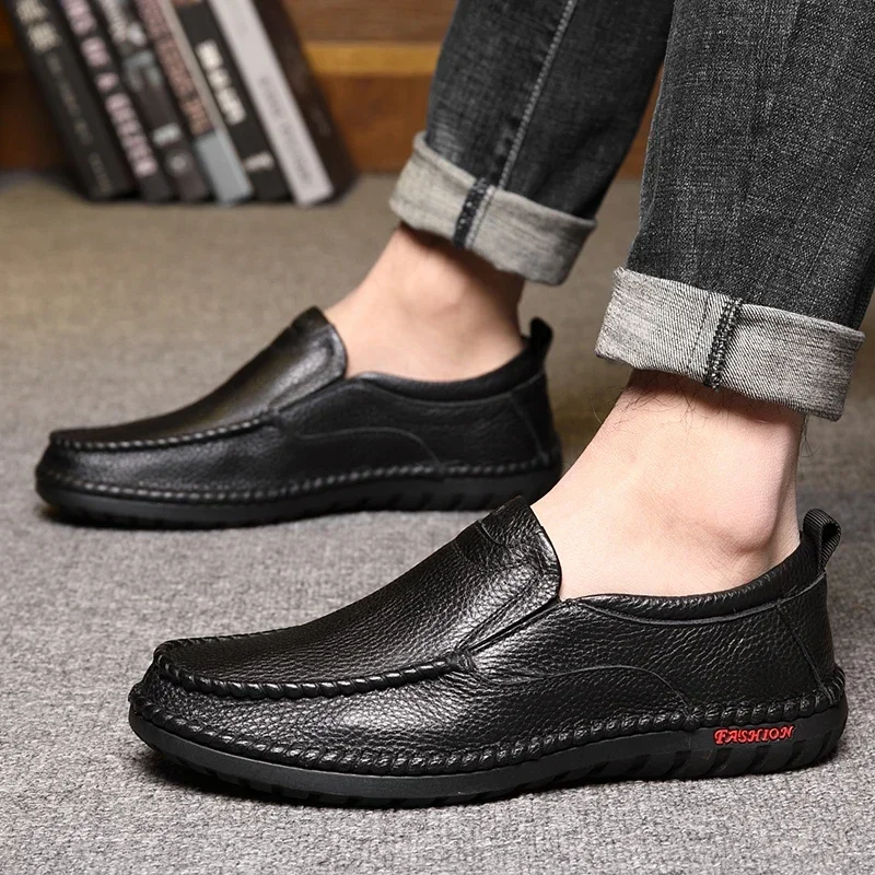 

Genuine leather men's leather shoes, casual black soft sole, comfortable men's shoe cover, men's Lefu shoes, driving shoes38-44