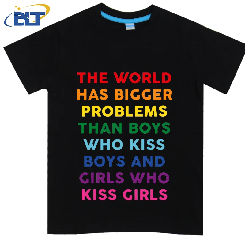 The World Has Bigger Problems Printed Children's T-shirt Summer Cotton Short Sleeve Casual Tops Suitable for Boys and Girls