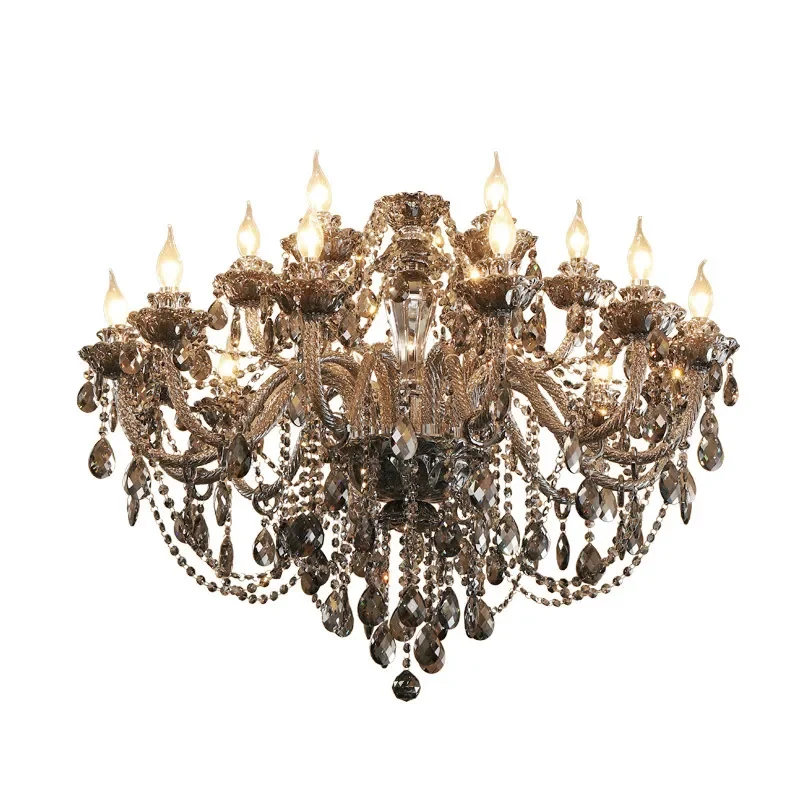 Modern European Crystal Chandelier Luxury Candle Style Pendant Light for Living Room Dining Bedroom Villa Home Decor
