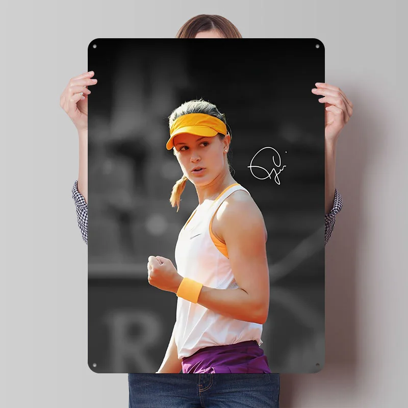 Póster de Eugenie Bouchard, letreros de metal vintage personalizados, arte de pared, placa de estaño retro para decoración de dormitorio, decoración acogedora para oficina y hogar