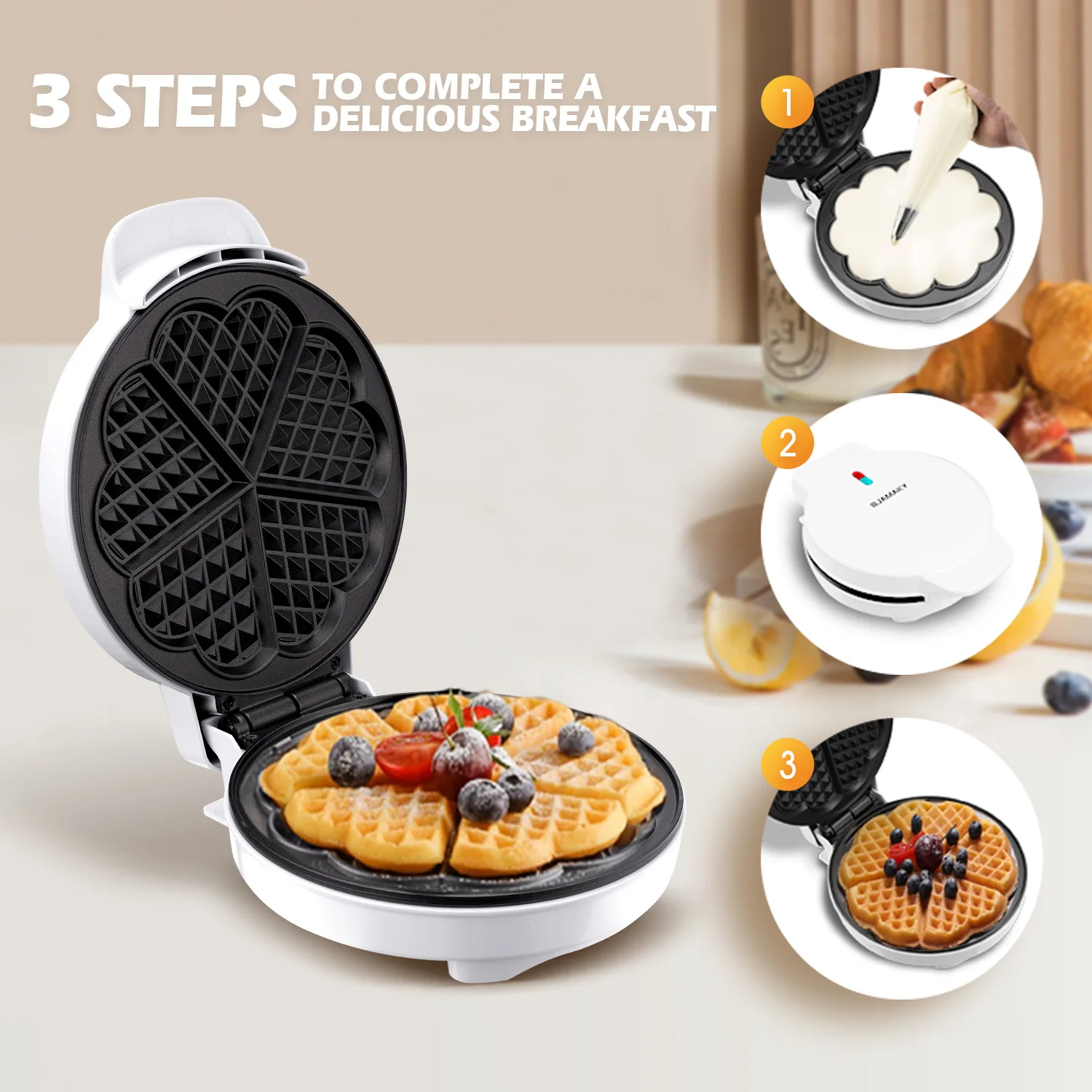 Mini Electric Waffle Maker Multifunctional Breakfast Machine, Waffle Mold, Eg g Cake Oven Pan, Eg gette Bubble Eg g Cake Maker