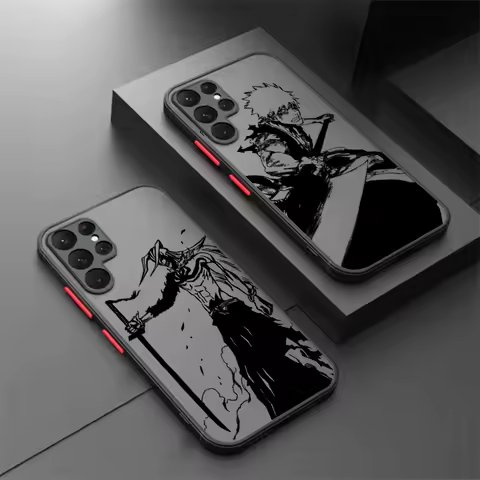 Japanese BLEACH Anime Frosted Translucent For Samsung Galaxy S24 S23 S22 S21 S20 FE S10 S9 S8 Plus Ultra Pro 5G Matte