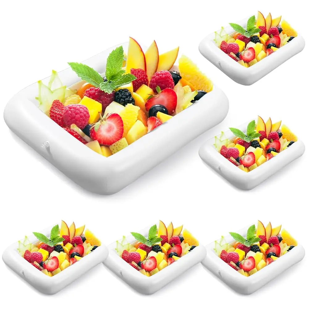 6 Pcs Inflatable Serving Bar Salad Ice Tray Food Drink Containers Buffet Serving Cooler Beverage Tub Ice Holder For Bbq Picnic