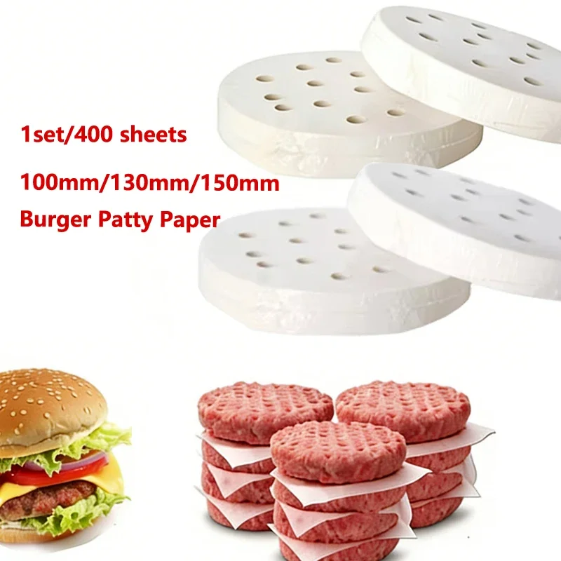 

400 sheets 4/5/6inch Burger Patty Paper For Hamburger Press Machine Food Grade Bamboo Nonstick Oil Absorbing Burger Paper