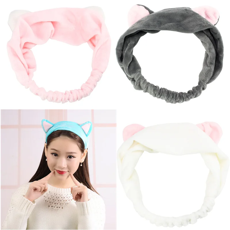 

1pcs Cute Spa Headband Washing Face Makeup Headband Skin Care Headband Cat Ears Headband for Facial Women Girls Hair Accessories