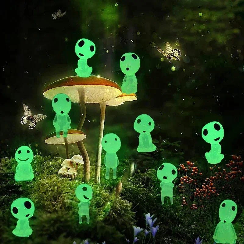 10-40pcs Luminous Elves Cute Fairy Garden Figures Fish Tank Decor Kodama Glow in The Dark Figures Resin Micro Landscape Figure