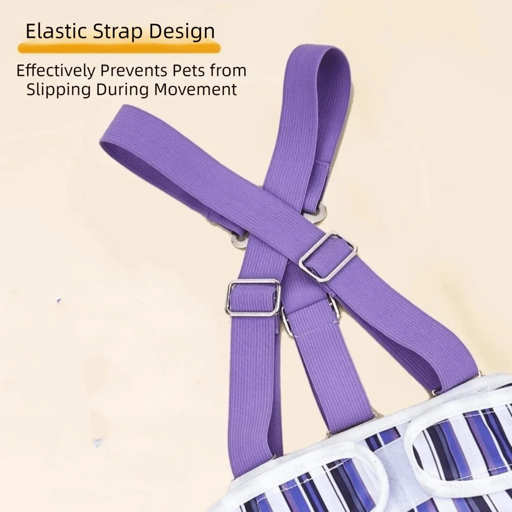 Adjustable Strap Dog Diaper Suspenders Striped Design Breathable Pet Physiological Pants Comfortable Washable