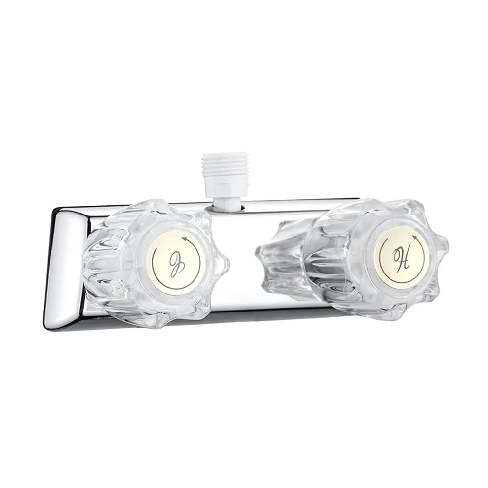 Dual Knob Switch RV Shower Faucet 4 Inches Space Saving Design Temperature Adjustment Robust Plastic Build For RV Bathroom